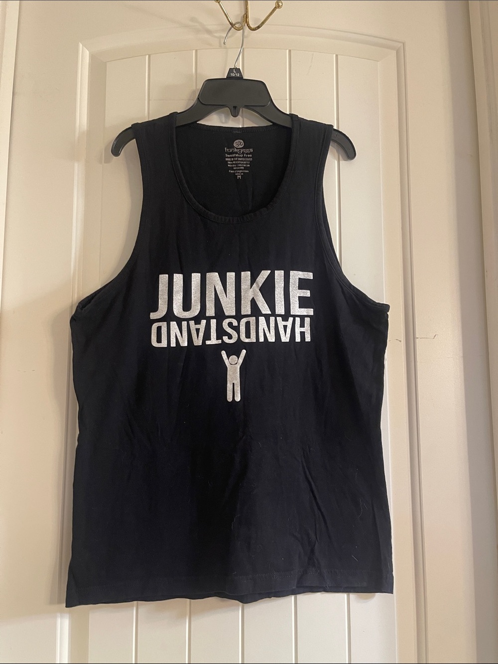 Black Graphic Muscle Tank with White 'JUNKIE' Print